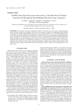 Rv0901 from Mycobacterium tuberculosis, a Possible Novel Virulent