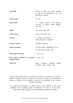 f) Harvesting window of pot