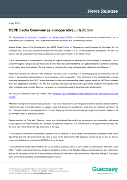 OECD backs Guernsey as a cooperative jurisdiction
