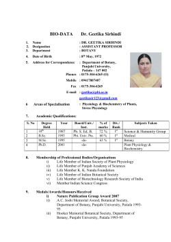 Bio-data Dr - Punjabi University, Patiala