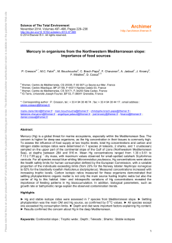 Mercury in organisms from the Northwestern
