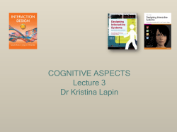 COGNITIVE ASPECTS Lecture 3 Dr Kristina Lapin