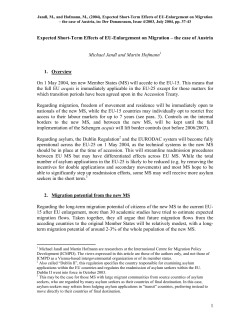 Expected short-term effects of EU-enlargement on migration – the
