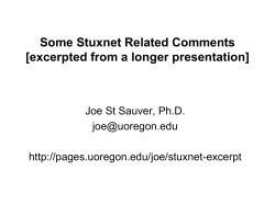 Some Stuxnet Related Comments [excerpted from a