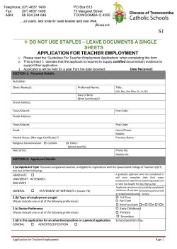 Application for Teacher Employment