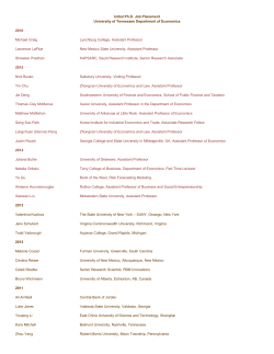 Initial Ph.D. Job Placement University of Tennessee Department of