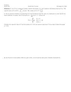 Name(s): Math 421 Expected Values October 16, 2015 Definition 1