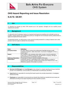 OHS Hazard Reporting and Issue Resolution