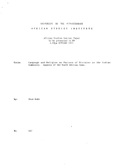 AFRICANSTUDIESINSTITU TE African Studies Seminal" Paper to