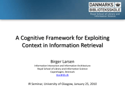 Birger Larsen: A Cognitive Framework for Exploiting Context in