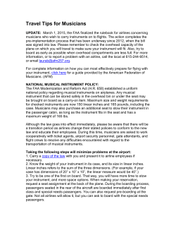 Travel Tips for Musicians - Nashville Musicians Association