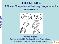 FIT FOR LIFE - European Network for Mental Health Promotion
