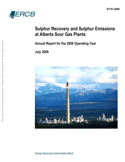 Sulphur Recovery and Sulphur Emissions at Alberta Sour Gas Plants