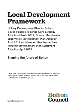 Unitary Development Plan for Bolton: Saved Policies following Core