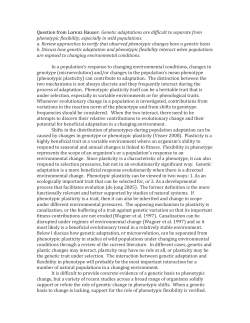 Question from Lorenz Hauser: Genetic adaptations are difficult to