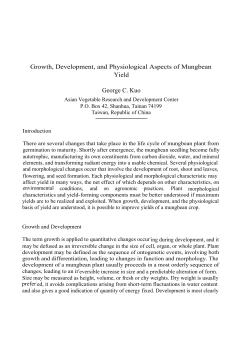 Growth, Development, and Physiological Aspects of Mungbean