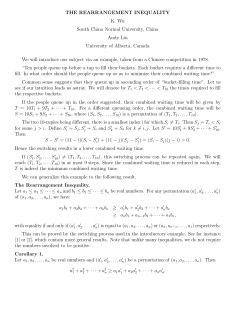 THE REARRANGEMENT INEQUALITY K. Wu South China Normal