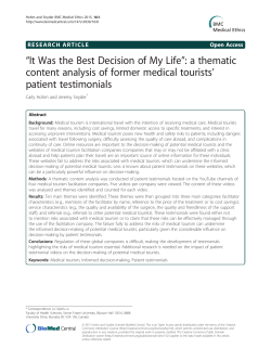 It Was the Best Decision of My Life  : a thematic