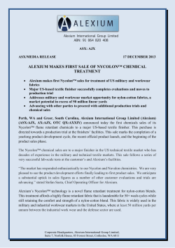 alexium makes first sale of nycolon&trade; chemical treatment