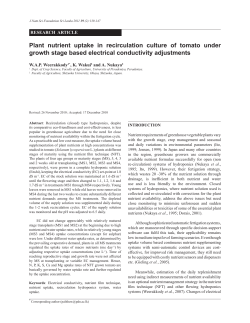 Plant nutrient uptake in recirculation culture of tomato under growth