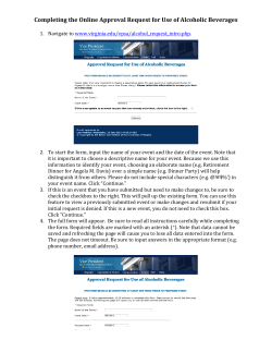 Completing the Online Approval Request for Use of Alcoholic