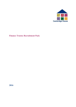 Finance Trustee Recruitment Pack 2016 Contents