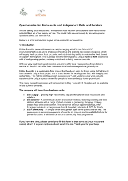 Questionnaire for Restaurants and Independent