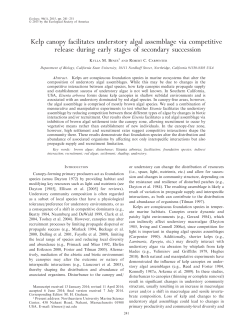 Kelp canopy facilitates understory algal assemblage via competitive