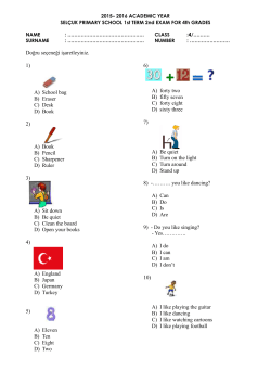 2015– 2016 ACADEMIC YEAR SELÇUK PRIMARY SCHOOL 1st