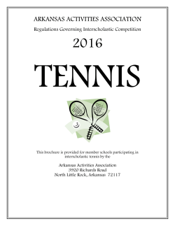 2016 Tennis Handbook - Arkansas Activities Association