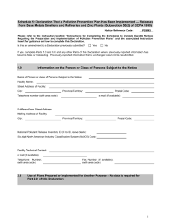 Note: Do not complete this form as published in the Canada Gazette