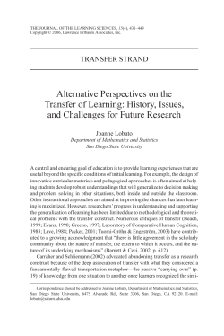 Alternative Perspectives on the Transfer of Learning: History, Issues