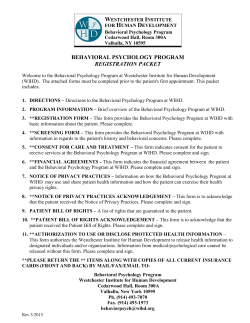 behavioral psychology program registration packet