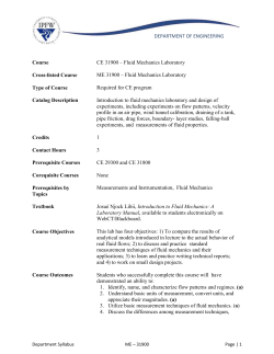 Course CE 31900 &ndash; Fluid Mechanics Laboratory Cross