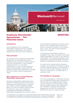 Employee Shareholder Agreements &ndash; The Potential Gains BRIEFING