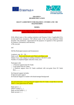 ERASMUS+ HIGHER EDUCATION GRANT AGREEMENT FOR