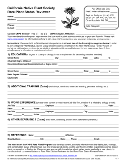 Status Reviewer Form - California Native Plant Society