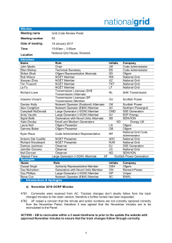 Minutes Meeting name Grid Code Review Panel Meeting number 83