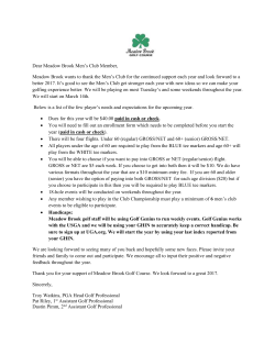 Dear Meadow Brook Men`s Club Member, Meadow Brook wants to