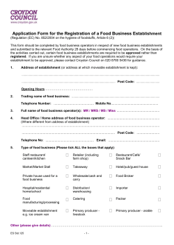 Food Registration Form - London Borough of Croydon