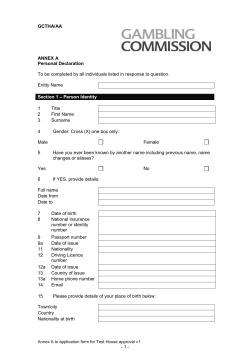 personal declaration - Gambling Commission