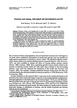 Nutrients and mixing, chlorophyll and phytoplankton growth JOHN