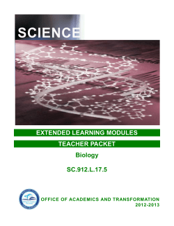 SCIENCE Extended Learning modules Teacher Packet Biology SC