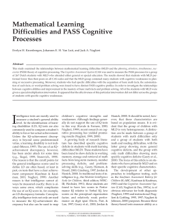 PASS Cognitive Processing - Early Life Child Psychology and