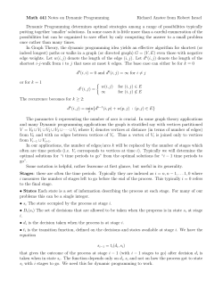 Math 441 Notes on Dynamic Programming Richard