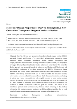 Molecular Design Properties of OxyVita Hemoglobin, a New