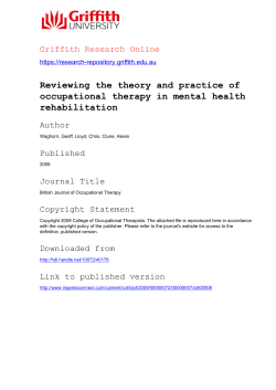 Reviewing the theory and practice of occupational therapy in mental
