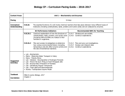 Biology CP &ndash; Curriculum Pacing Guide &ndash; 2016