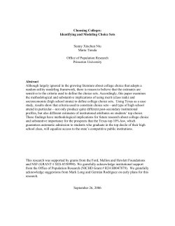 Choosing Colleges: Identifying and Modeling Choice Sets Sunny