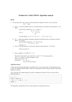 Problem Set 1 SOLUTIONS: Algorithm Analysis